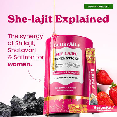 SHE-Lajit Women Multi-Mineral Honey Sticks - Strawberry Flavor